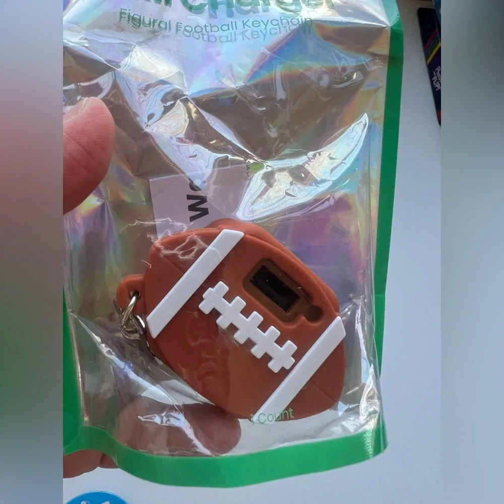 Football-Shaped USB Keychain Wall Charger - Brown